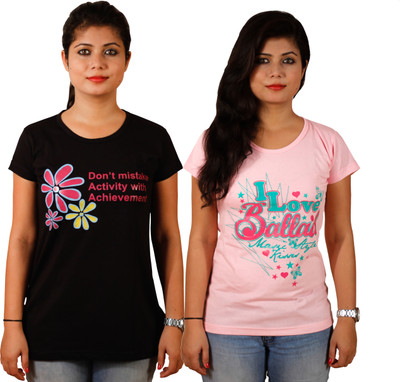

Tryd Printed Women's Round Neck Multicolor T-Shirt(Pack of 2)