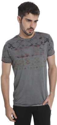 Jack & Jones Printed Men's Round Neck Grey T-Shirt, Caviar