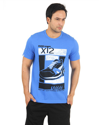 

Puma Graphic Print Men' Round Neck Blue T-Shirt