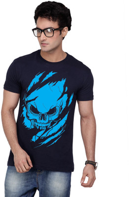 

Inkovy Graphic Print Men' Round Neck Dark Blue T-Shirt, Navy