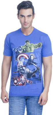 

Avengers Printed Men' Round Neck Blue T-Shirt, Royal blue melange