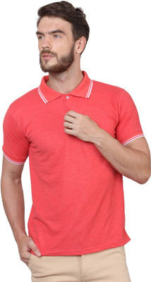 

SayItLoud Solid Men's Polo Neck Red T-Shirt, Red melange