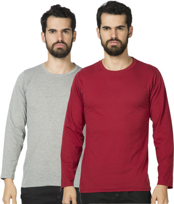 

Alan Jones Solid Men's Round Neck Grey, Maroon T-Shirt(Pack of 2), Maroon;milange