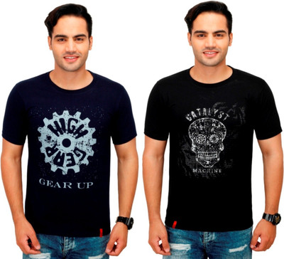 AGINOS Printed Men Round Neck Multicolor T-Shirt(Pack of 2) AGINOS Printed Men Round Neck Multicolor T-Shirt(Pack of 2)