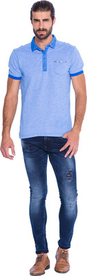 

Mufti Solid Men's Polo Neck Blue T-Shirt