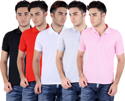 

Sanvi Traders Solid Men Polo Neck Multicolor T-Shirt(Pack of 5