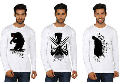 

SayItLoud Printed Men's Round Neck White T-Shirt(Pack of 3)