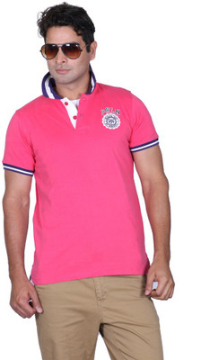 

Proline Solid Men' Flap Collar Neck Pink T-Shirt