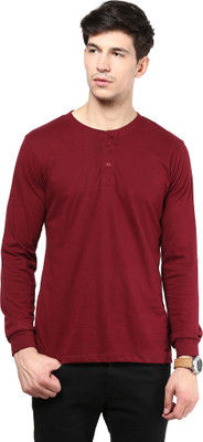 

Izinc Solid Men's Henley Maroon T-Shirt