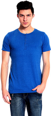 

Lemon & Vodka Solid Men' Henley Blue T-Shirt