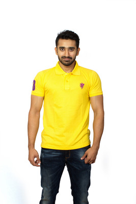 

1OhOne Solid Men's Polo Neck Yellow T-Shirt, Sunflower berry