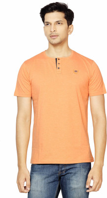 

La Seven Solid Men's Round Neck Orange T-Shirt