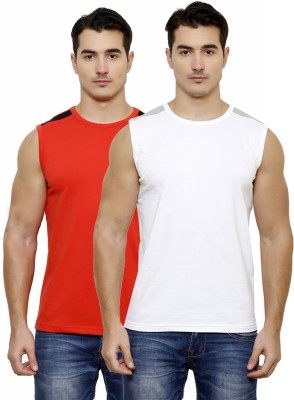 

Casual Tees Solid Men's Round Neck White, Grey, Red, Black T-Shirt(Pack of 2, Black;grey;red;white