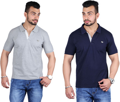 

Shineway Solid Men's Polo Neck Grey, Dark Blue T-Shirt(Pack of 2, Dark blue;grey