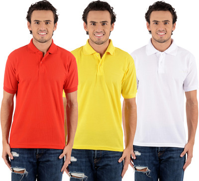 

Blaze Solid Men's Polo Neck Multicolor T-Shirt(Pack of 3, Red;white;yellow