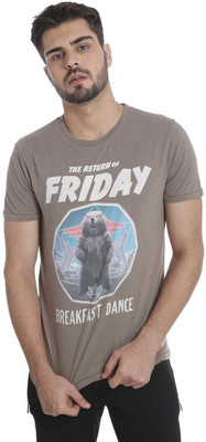 

Jack & Jones Graphic Print Men's Round Neck Beige T-Shirt, Raven