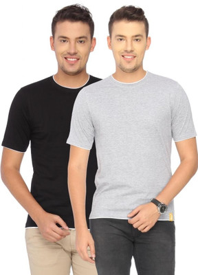 

Campus Sutra Solid Men Round Neck Black, Grey T-Shirt(Pack of 2