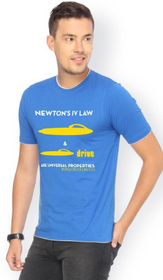 

Campus Sutra Printed Men Round Neck Blue T-Shirt, Royal blue