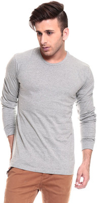 

Izinc Solid Men' Round Neck Grey T-Shirt
