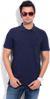 

United Colors of Benetton Solid Men's Polo Neck Dark Blue T-Shirt, 275