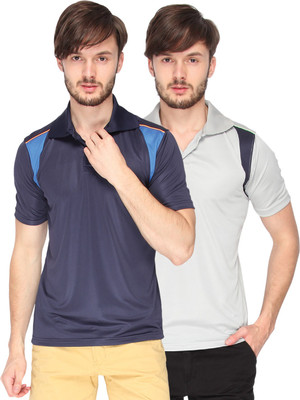 

Campus Sutra Solid Men Polo Neck Denim Dark Blue, Grey T-Shirt(Pack of 2), Grey;navy blue