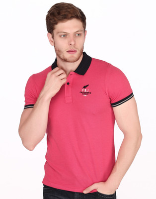 

Fritzberg Solid Men's Polo Neck Pink T-Shirt