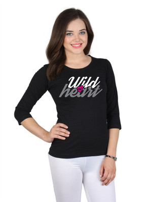 

SayItLoud Graphic Print Women' Round Neck Black T-Shirt
