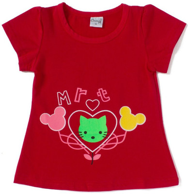 

Camey Girls Printed T Shirt(Red