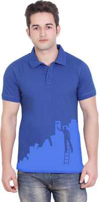 

Tantra Graphic Print Men's Polo Neck Blue T-Shirt, Royal blue