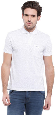

Parx Printed Men's Polo Neck White T-Shirt