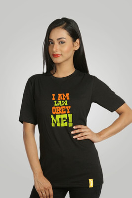 

Campus Sutra Printed Women's Round Neck Black T-Shirt