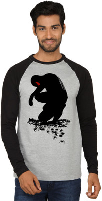 

SayItLoud Printed Men's Round Neck Grey, Black T-Shirt, Black;grey