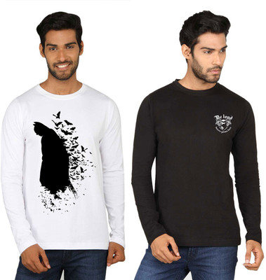 

SayItLoud Printed Men's Round Neck White, Black T-Shirt(Pack of 2, Black;white