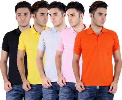 

Sanvi Traders Solid Men Polo Neck Multicolor T-Shirt(Pack of 5