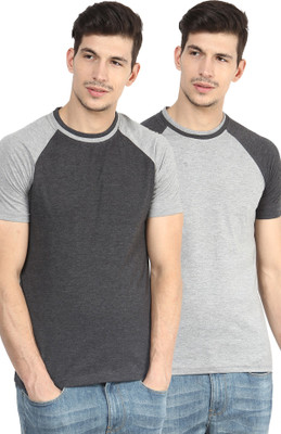 

Yellow Submarine Solid Men's Round Neck Grey, Black T-Shirt(Pack of 2), Black;grey