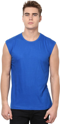 

Izinc Solid Men's Round Neck Blue T-Shirt, Royal blue