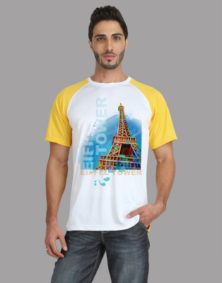 

Trionic Printed Men's Round Neck Yellow, White T-Shirt, Canary yellow