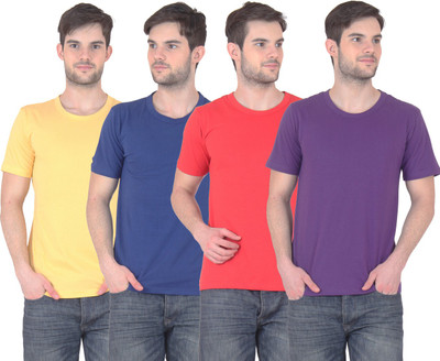 

FnMe Solid Men' Round Neck Multicolor T-Shirt(Pack of 4, Blue;purple;red;yellow