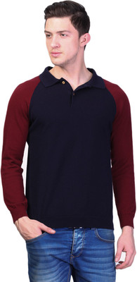 

Kalt Solid Men Polo Neck Blue T-Shirt, Navy