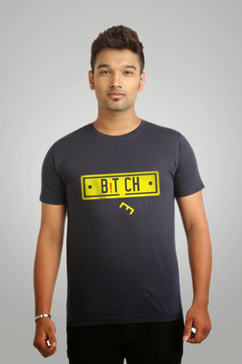 

Campus Sutra Printed Men Round Neck Dark Blue T-Shirt