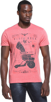 

Octave Printed Men's Round Neck Red T-Shirt, Coral