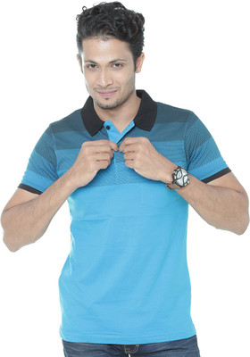 WEXFORD Striped Men Polo Neck Blue T-Shirt