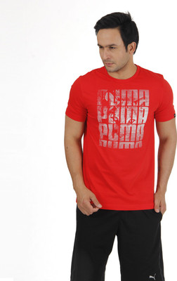 

Puma Graphic Print Men's Round Neck Red T-Shirt, Puma red