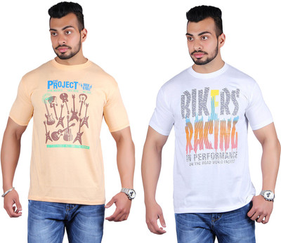 

Shineway Printed Men's Round Neck Multicolor T-Shirt(Pack of 2