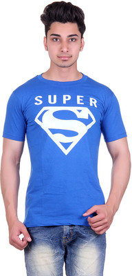 

Urban Street Solid, Graphic Print Men's Round Neck Blue T-Shirt