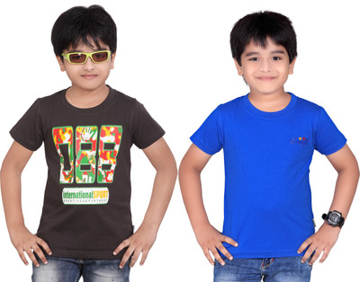 

Dongli Boys Solid T Shirt(Grey, Pack of 2)