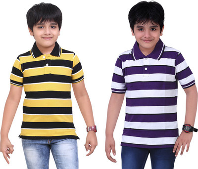 

Dongli Boys Striped T Shirt(Yellow, Pack of 2), Multicolor