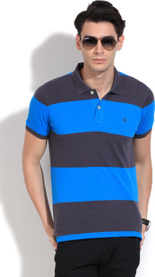 

United Colors of Benetton. Striped Men's Polo Neck Grey, Blue T-Shirt, 904