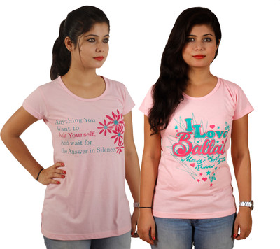 

Tryd Printed Women's Round Neck Multicolor T-Shirt(Pack of 2