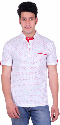 

Vivid Bharti Printed Men's Polo Neck White T-Shirt